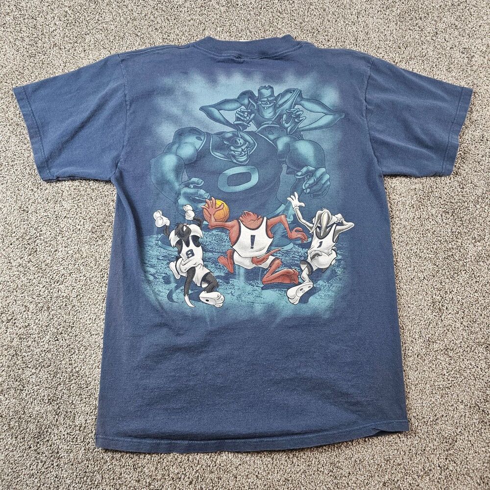 Vintage Space Jam Shirt Mens Large Blue 1996 Bugs Taz Sylvester Monstars Looney